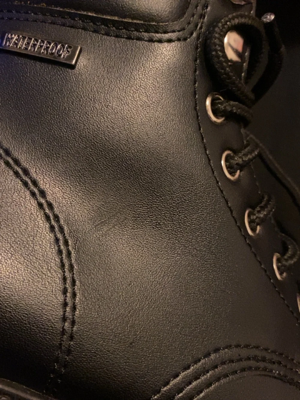 Black Men's Lace-Up Boots with Red Embroidered Band Logos